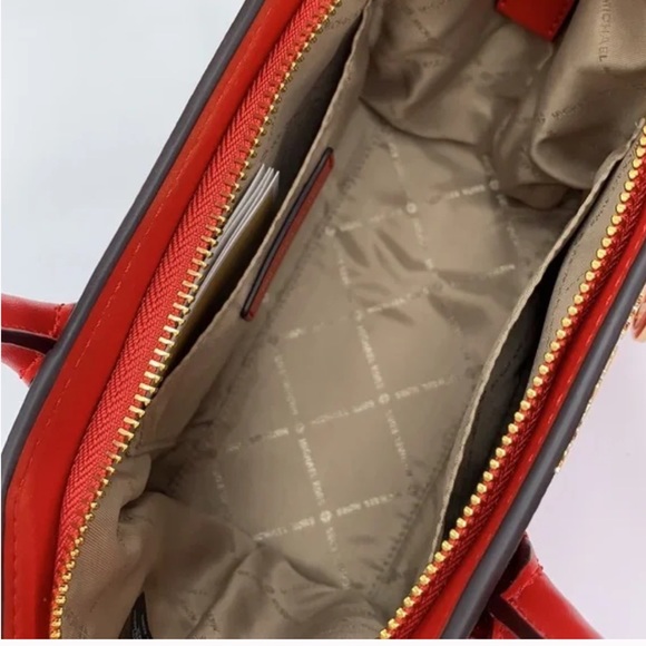 Michael Kors Avril Small Leather Top-Zip Satchel Color Flame - Picture 12 of 16